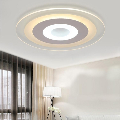 Acrylic LED Ceiling Mount Light 20.5 Inchs Wide Fixture Simplicity Style Circle Close To Ceiling Lamp in White