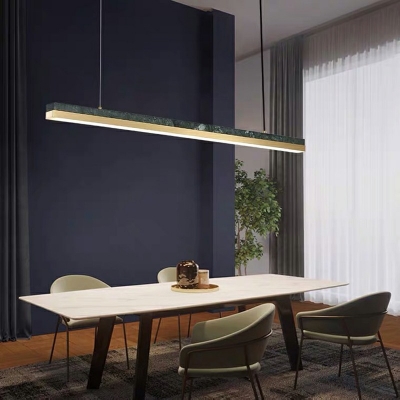 Acrylic Shade Linear Island Light Dark Green Modern Living Room Rectangle LED 2 Inchs Height Island Fixture