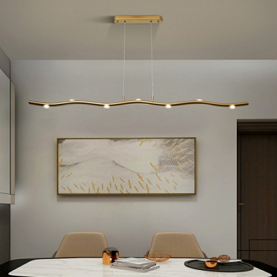 Aluminum Shade Linear Island Light Modern Living Room LED 49.5 Inchs Long Island Fixture