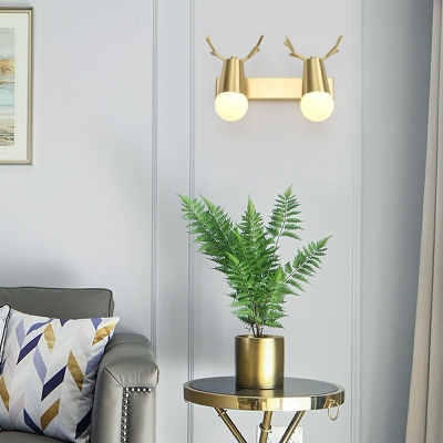 Bathroom Modern Wall Light Sconce Gold Metal Wall Mounted Mirror Front Antler-Shaped