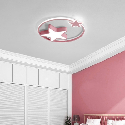 Creative Ceiling Light with 2 LED Light Circle and Star Acrylic Shade Ceiling Light Fixture for Girls Bedroom