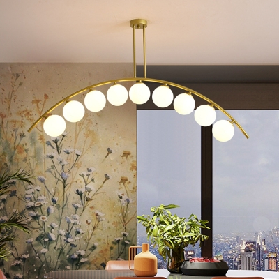 Creative Island Light Glass Shade Metal Circle Ceiling Mount Billiard Light for Restaurant