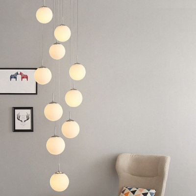 Globe Cluster Pendant Light Modernist  LED 16 Inchs Wide Hanging Light Fixture 10 Lights for Stairs