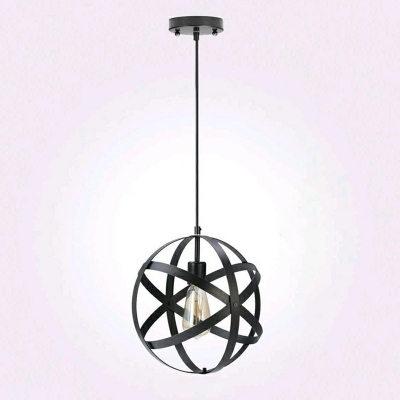 Globe Metal Cage Hanging Pendant Light Industrial Style Lighting Fixture for Cafe Shop