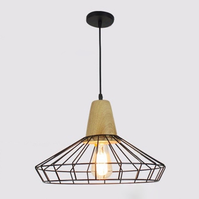 Industrial Pendant Cage Metal Shade with 1 Light Circle Metal Ceiling Mount Single Pendant for Living Room