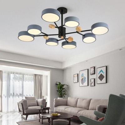 Iron Sputnik Hanging Light Fixture Minimalist Black Finish Ceiling Chandelier Lamp for Living Room