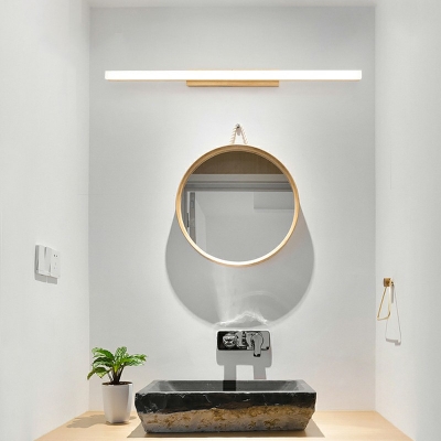 LED Wooden Nordic Mirror Light 2 Inchs Wide Water and Fog Resistant Vanity Wall Sconce for Bathroom