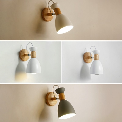 Macaron Color Nordic Wall Sconce Dome Metal Shade 1-Head Wall Lamp