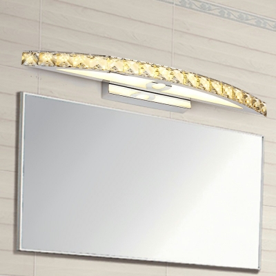 Modern Crystal Vanity Light Fixture Arc Shape K9 Crystal Vanity Sconce for Bathroom