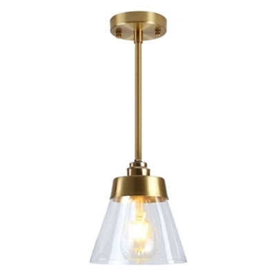 Modern Dining Room 1-Bulb Pendant Cone Clear Glass Hanging Lamp