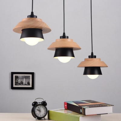 Nordic Style House Shape Hanging Light 8.5 Inchs Wide 1 Light Wood Pendant Lamp for Dining Room