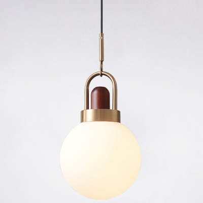 Opal Glass Ball Drop Pendant Postmodern 1 Bulb Hanging Ceiling Light