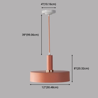 Round Macaron Shade Pendant Nordic Bedroom Iron 1-Light Hanging Lamp