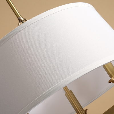 White Barrel Shade Pendant American Rustic Dining Room Fabric 3-Light Hanging Lamp