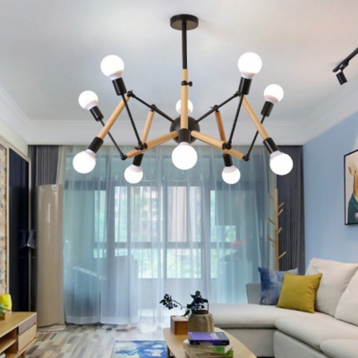 Wooden Spider Pendant Lighting Moden Style for Bedroom Living Room Ceiling Chandelier