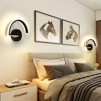 Acrylic Shade LED Wall Lamp Circle Arc Metal LED 1-Light Wall Sconce for Minimalist Bedroom
