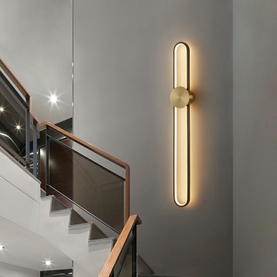 Arc Shape Metallic Flush Wall Sconce Post-Modern LED Wall Mount Lamp for Bedroom in 3 Colors Light