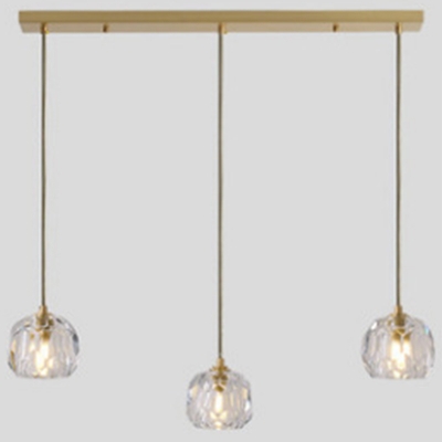 Carved Crystal Shaped Pendant Lighting Modern 1-Light Restaurant Hanging Lamp in Gold