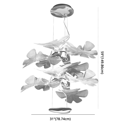 Clear Acrylic Shade Suspension Lighting Flower Form Artistic LED Chandelier