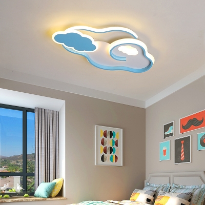 Cloud Acrylic Flush Mount Lighting Modern LED Flush Ceiling Light Fixture in Blue
