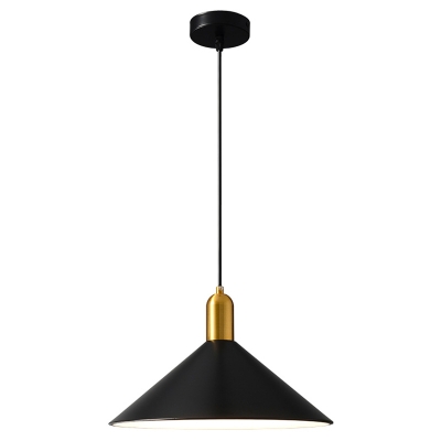 Cone Shade Black Pendant Industrial Living Room 1-Head Hanging Lamp made of Iron