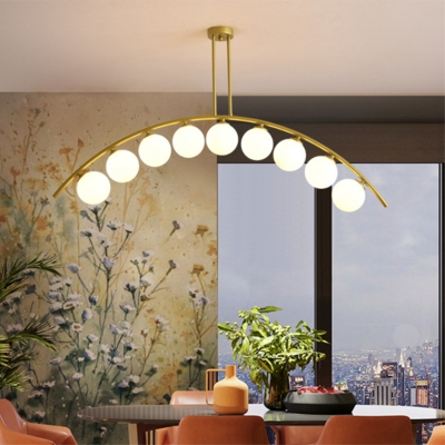 Creative Island Light Glass Shade Metal Circle Ceiling Mount Billiard Light for Restaurant