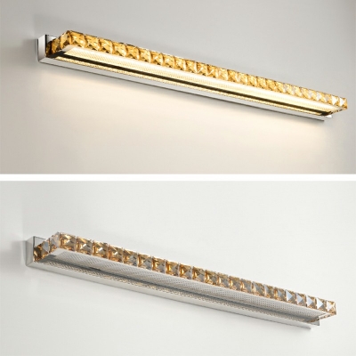Gold Linear LED Vanity Lighting Minimalist Style Stainless Steel Wall Lamp for Bathroom