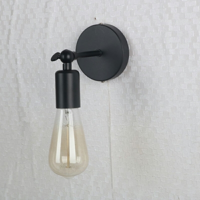Industrial Pipe Wall Sconce Single Light 8.5 Inchs Height with Lamp Base in Black Finish
