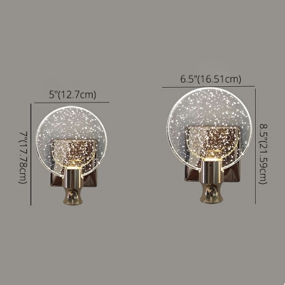 Light Luxury Round Wall Sconce Light Modern Clear Crystal Indoor Wall Lighting for Bedroom Bathroom