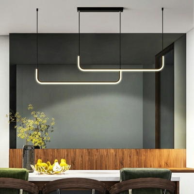 Linear Acrylic LED Island Lamp Minimalism 47.5 Inchs Height Hanging Light for Dining Room