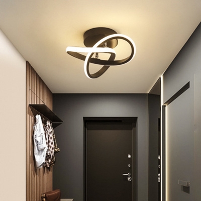 Linear Metal Semi-Flushmount Light Modern Crossed Design LED 1-Light Ceiling Light