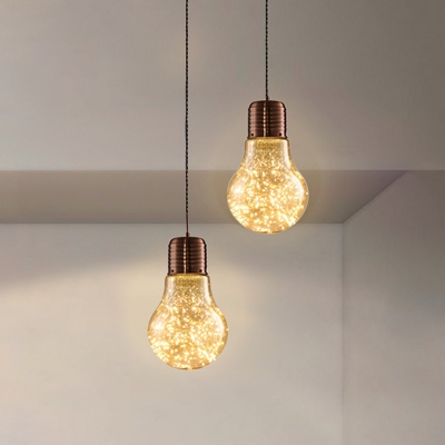 Mini Gourd Hanging Light Fixture Nordic 1-Light Glass Pendant Lamp for Kitchen in Warm Light