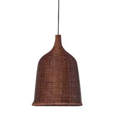 Rattan Basket Ceiling Light Modern Single-Head Hanging Pendant Light for Restaurant