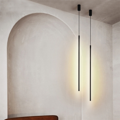 Simplicity Black Pendant Minimalist Bedroom Metal LED 1-Light Hanging Lamp