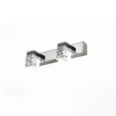 Stainless Steel Siding Vanity Sconce Bubble Crystal Block Vanity Light above Mirror for Bathroom in Clear