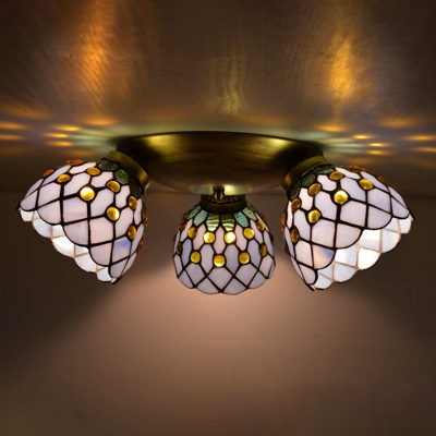 Tifanny Ceiling Light with 3 Light Bell Glass Shade Ceiling Light Fixture for Restaurant