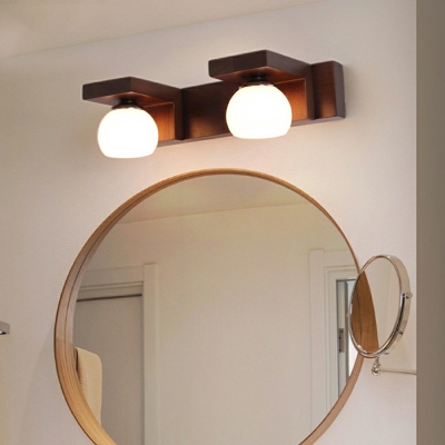 Walnut Brown Mirror Cabinet Wall Sconce Down Lighting Vanity Fixtures for Bathroom in Dark Wood