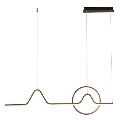 Wavy and Hoop Island Light Kit Modernity Metal LED Pendant Lighting for Bedroom with 47.5 Inchs Height Adjustable Cord