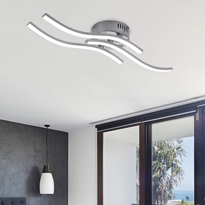3 LED Light Modern Ceiling Light Linear Metal Shade Flush Mount Ceiling Fixture for Bedroom