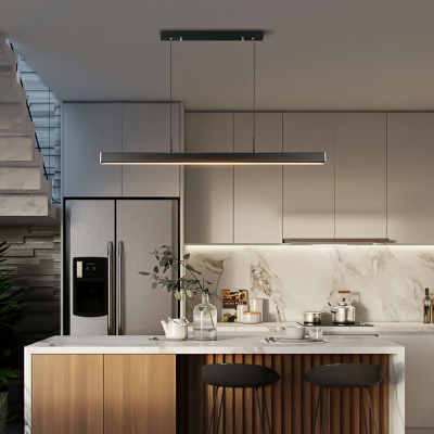 Acrylic Shade Linear Island Light Modern Living Room Rectangle LED 47.5 Inchs Height Island Fixture