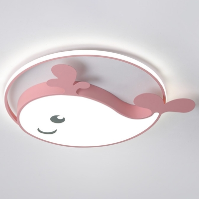 Acrylic Whale Shade Cartoon Ceiling Light with 1 LED Light Flush Mount Ceiling Fixture for Girls Bedroom