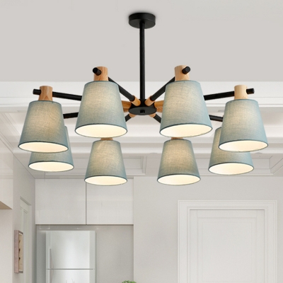 Burst Chandelier Lamp Post-Modern Fabric Barrel Shade Hanging Light Fixture for Living Room