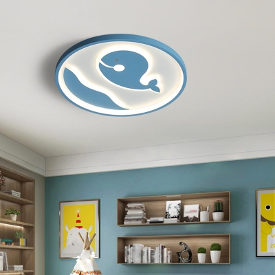 Cartoon Ceiling Light with 1 LED Light Circle Acrylic Shade Flush Mount Ceiling Light for Children Bedroom