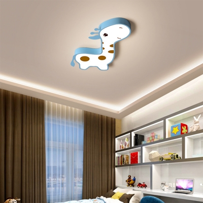 Cartoon Deer Kids Bedroom Flushmount Light Metal Shade LED 1-Head Ceiling Light