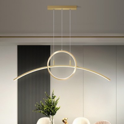Circle Arc Aluminum Pendant Minimalist Style Linear LED 2-Licht Hanging Lamp for Dining Room
