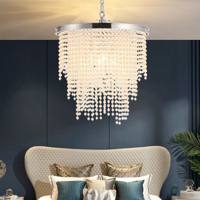 Circle Ceiling Mount Simplicity Pendant with 5 Light Crystal Shade Multi Light Pendant for Restaurant