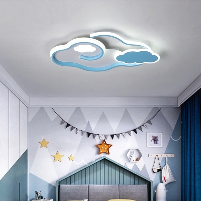 Cloud Acrylic Flush Mount Lighting Modern LED Flush Ceiling Light Fixture in Blue