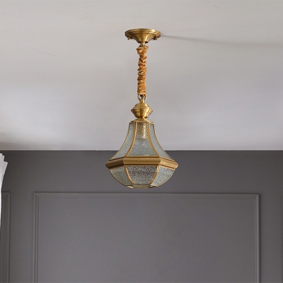 Colonial Simplicity Hanging Light with 1 Light Glass Shade Metal Circle Ceiling Mount Single Pendant for Bedroom