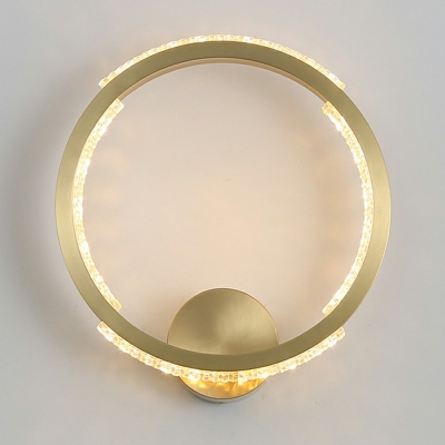 Crystal Decoration LED Postmodern Wall Lamp Metal Ring Gold 1-Light Wall Sconce
