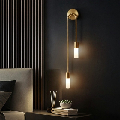 Entry Luxury Indoor Wall Lighting 2 Lights Metal Wall Mount Light Fixture for Bedroom in Gold